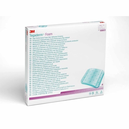 3M Tegaderm Foam Dressing 8 X 8 Inch Without Border Film Backing Nonadhesive Square Sterile, 5PK 90603